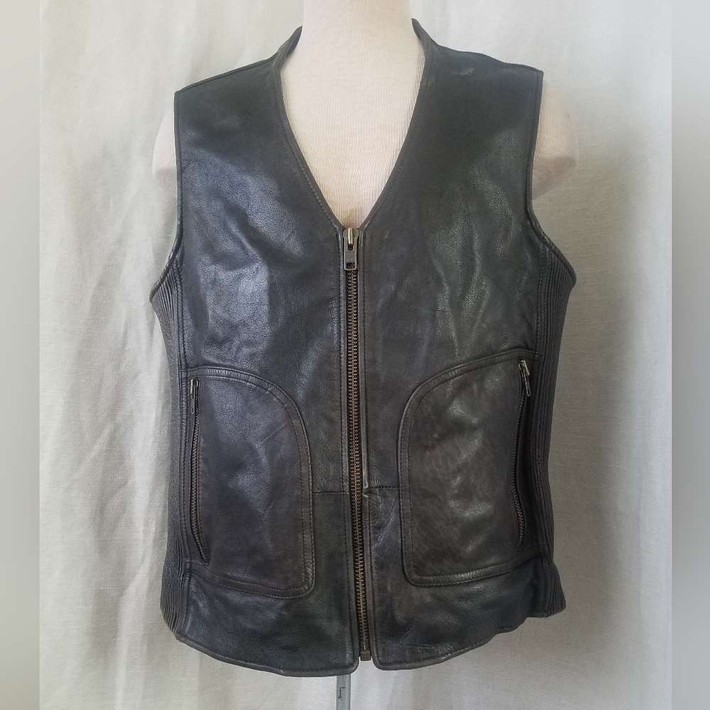 WILSONS Brown Leather Vest Motorcycle L (48)